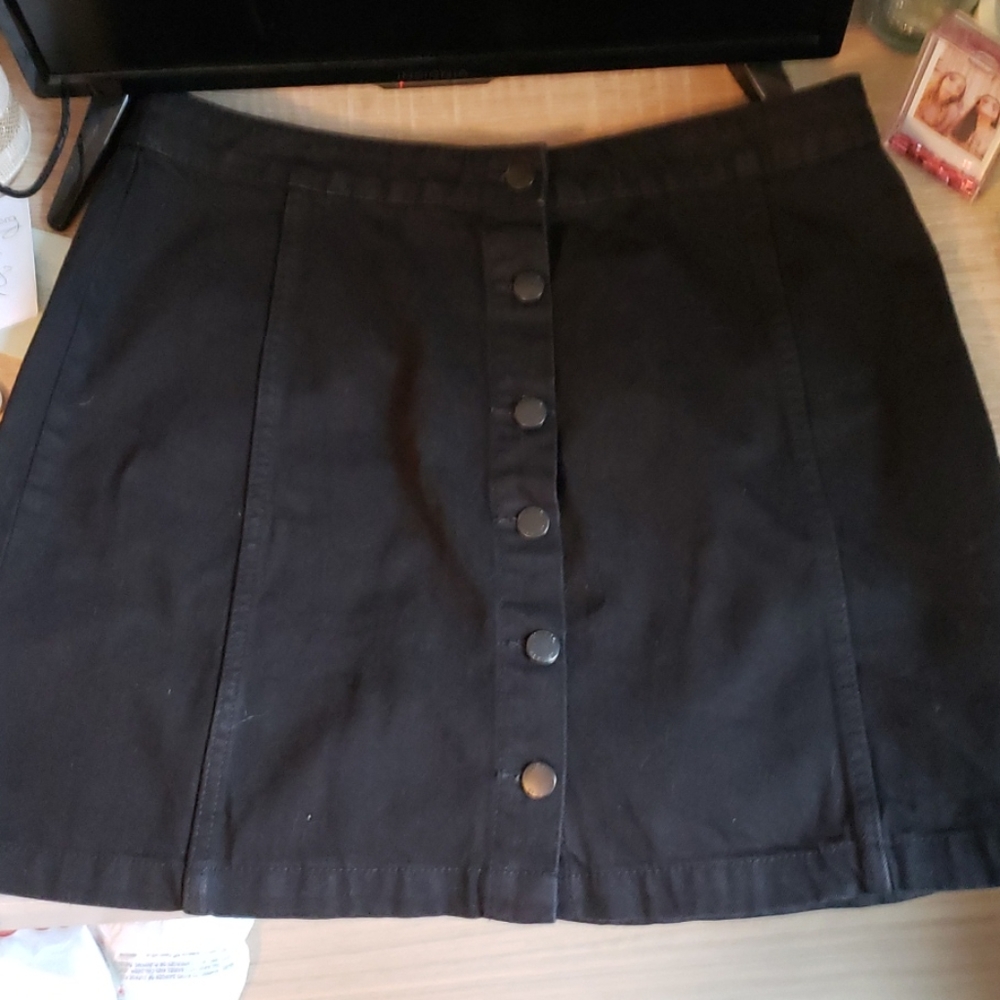 Black denim skirt